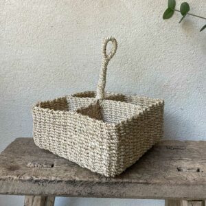 Boîte à 4 compartiments en abaca – crème