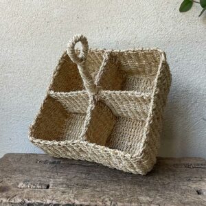 Boîte à 4 compartiments en abaca – crème – Image 2
