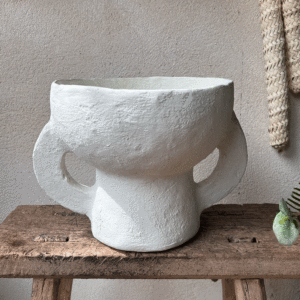Vase avec anses S blanc papier maché Earth