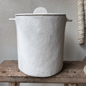 Pot & couvercle S blanc papier maché Earth – Image 2