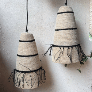 Suspension Palerma jonc de mer naturel et liserets noirs