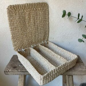 Boîte à 3 compartiments en abaca – crème