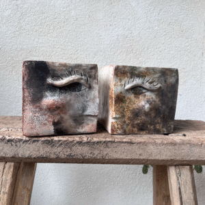 Sculpture cubique visage Duo - Pièce unique