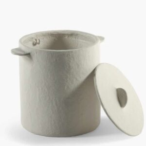 Pot & couvercle S blanc papier maché Earth – Image 4