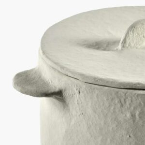 Pot & couvercle S blanc papier maché Earth – Image 5