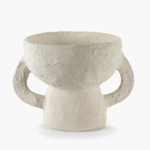Vase avec anses S blanc papier maché Earth – Image 4