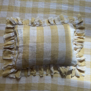 Taie d'oreiller + intérieur BOHO vice versa 30/40 cm en lin lavé vichy cottage - Paille