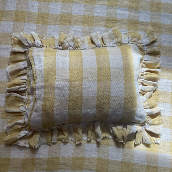 Taie d'oreiller + intérieur BOHO vice versa 30/40 cm en lin lavé vichy cottage - Paille