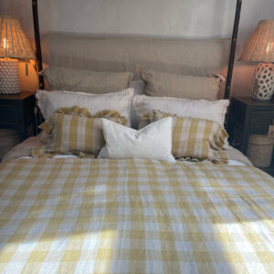 Couette cocoon vice versa 140/250 cm en lin lavé vichy cottage - Paille