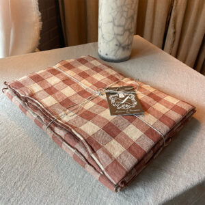 Nappe Bourdon Toile Vintage Vichy 170 x 240 cm - coloris Litchi