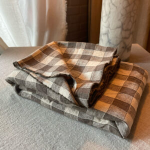 Nappe Bourdon Toile Vintage Vichy 170 x 170 cm - coloris Terre